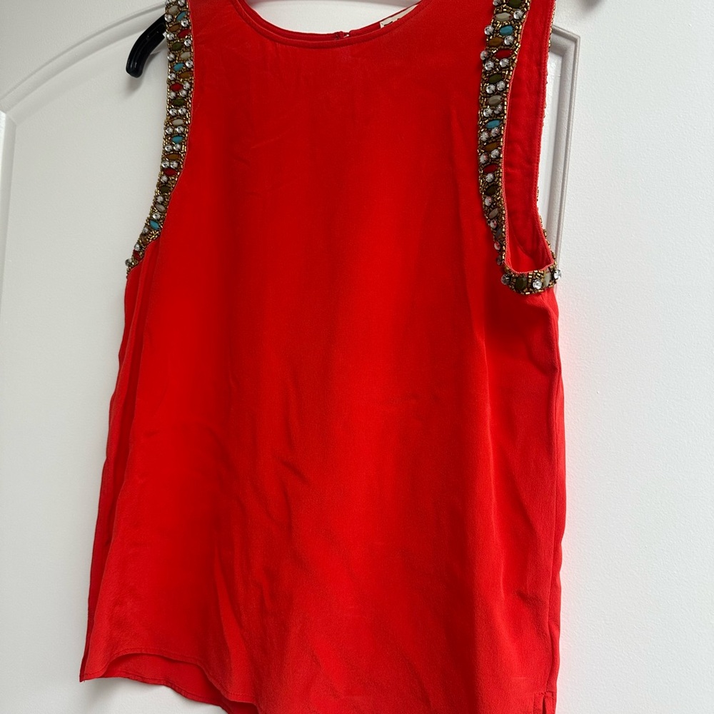 Haute Hippie Red Embellished Tank Top